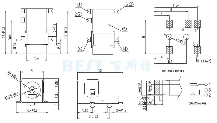 dc098电源插座参考图纸